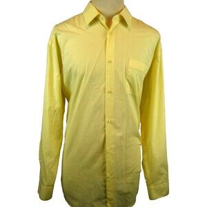 Mens Versa Collezioni Cotton Blend Yellow LS Easy Care Dress Shirt sz 17.5-36/37